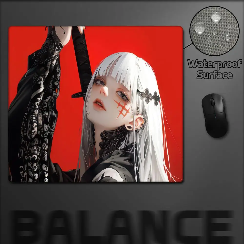 

Small Size Anime Mouse Pad Oni Mask Girl Premium Deskmats Game Professional E-Sports Mousepad High Quality Non-slip Keyboard Pad