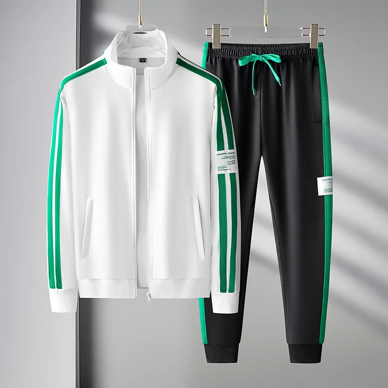 Man Jacket Men Stripes Two Piece Sets Tracksuit  Sportswear  Casual  Sweatpants Clothing  Male Sweatsuit Sports Suit