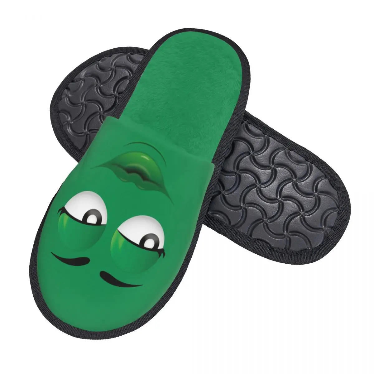 Custom Cartoon Chocolate Green Candy Faces Guest Slippers for Bathroom Women House Slipper