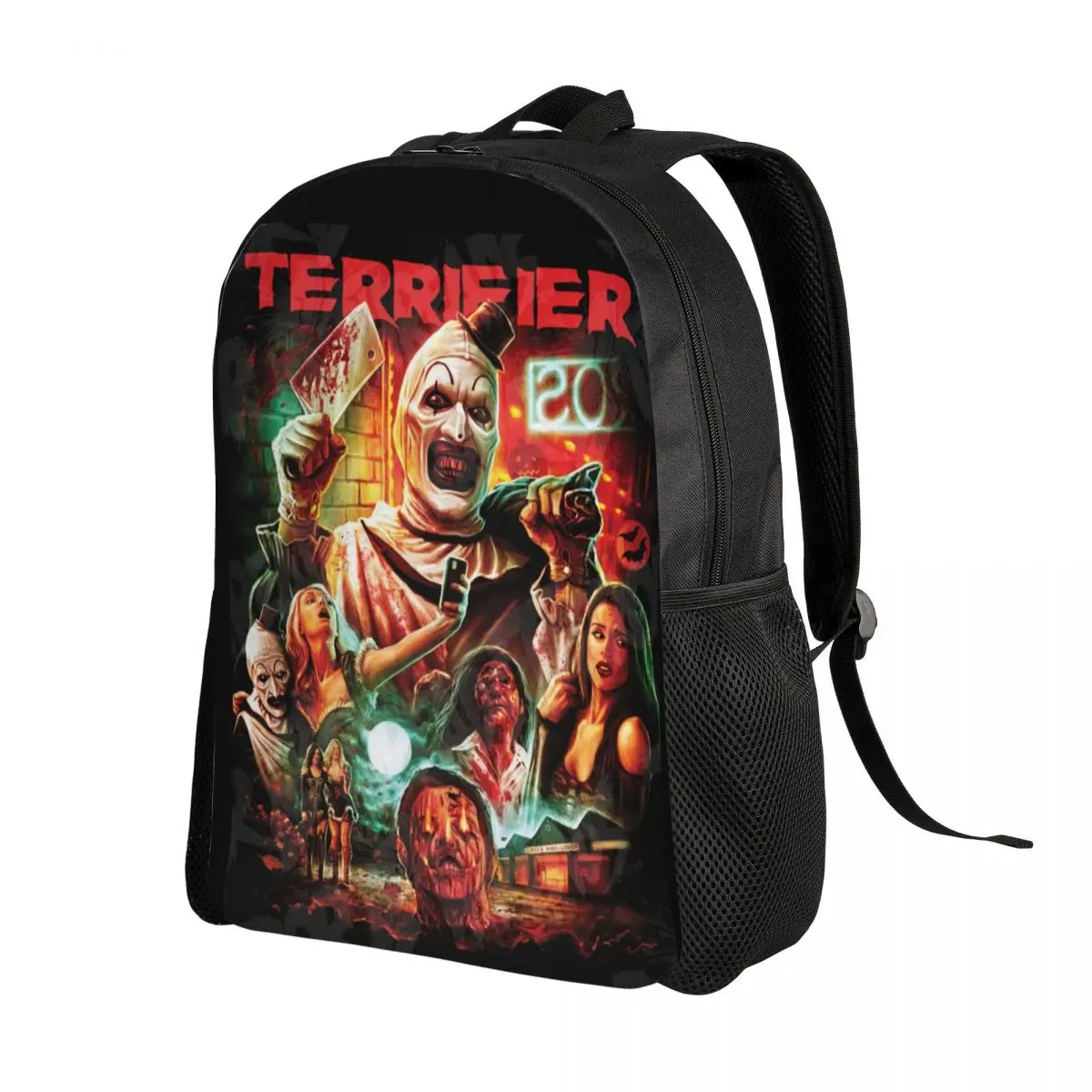 Horror filme terrifier mochila de viagem, computador escolar Bookbag, Halloween palhaço estudante universitário mochila, homens e mulheres