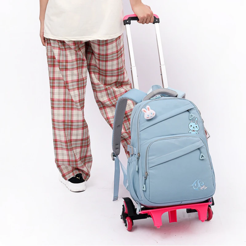 School Wheeled Backpack For Girls School Bag With Wheels Trolley Bag Rolling Student Backpack Travel Bags Kids School Bag