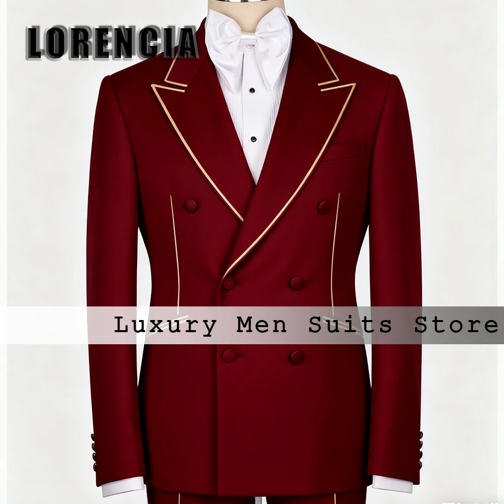 

Simple Suits for Male 2 Pieces Double Breasted Tuxedos Set Eevning Party Outfit Customized Blazer Pants jaqueta masculina couro