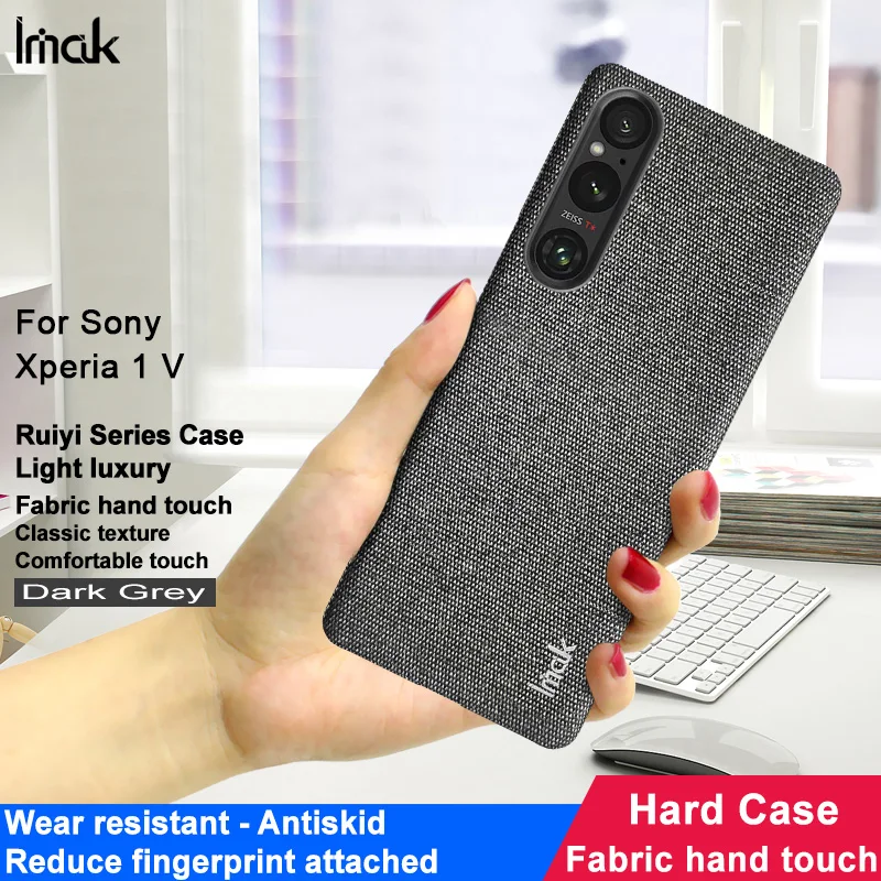 Xperia1 V 5 10V 2023 IMAK Cloth Fabric Pattern Back Panel for Sony Xperia 10 V Case Xperia 5 V 1V Hard PC Slim Matte Phone Etui