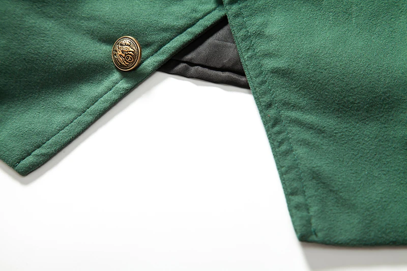 Mens Vintage Green Suede Suit Vest Medieval Steampunk Slim Fit Sleeveless Gilet 2023 Brand New Christmas Party Mens Clothing 2XL