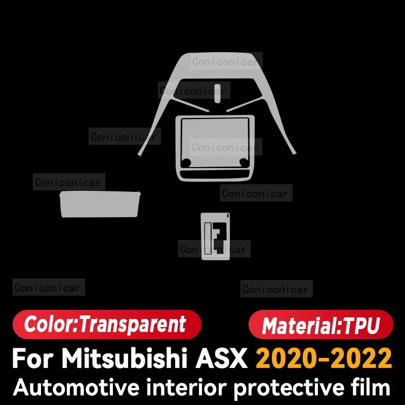 

Для Mitsubishi ASX 2020-2022: Прозрачная защитная пленка из ТПУ для интерьера, наклейка на центральную консоль, панель навигатора, панель переключения передач, автомобильные аксессуары