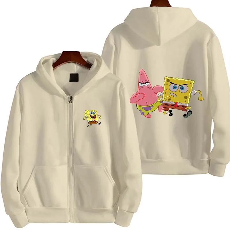 SpongeBob SquarePants And Patrick Star Anime Men's New Zipper Hoodie Women's Pullover Couple Outdoor Sports Hoodie Free Shipping