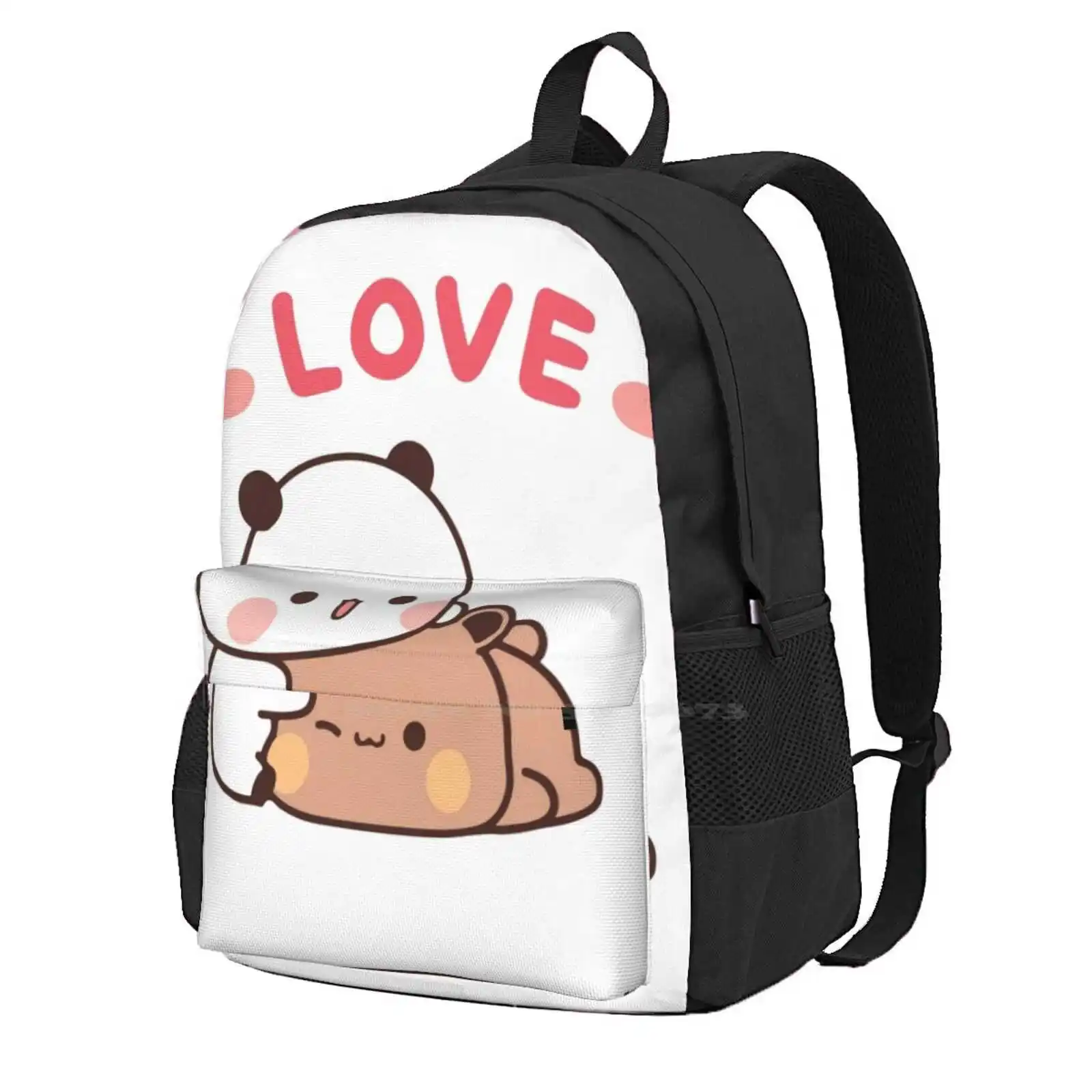 

Hugs Love , Panda Bear Bag Backpack For Men Women Girls Teenage Bubu Dudu Bubu And Dudu Cuddle Animals Funny Baby Bears Baby