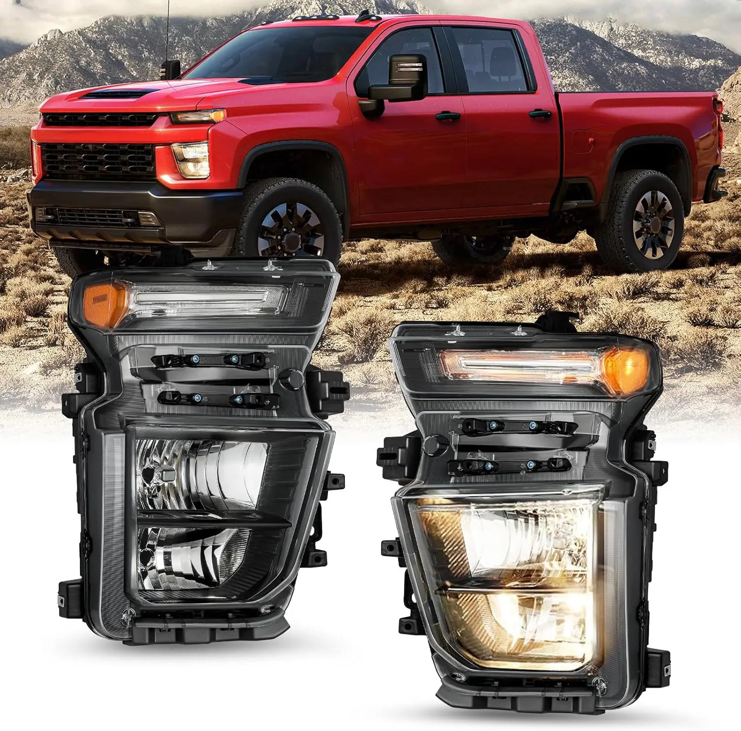 Front Headlamp Assembly Compatible with 2020-2023 2500 3500HD WT/LT/Custom | OE Style Rainproof Dustproof Easy Installation Driv