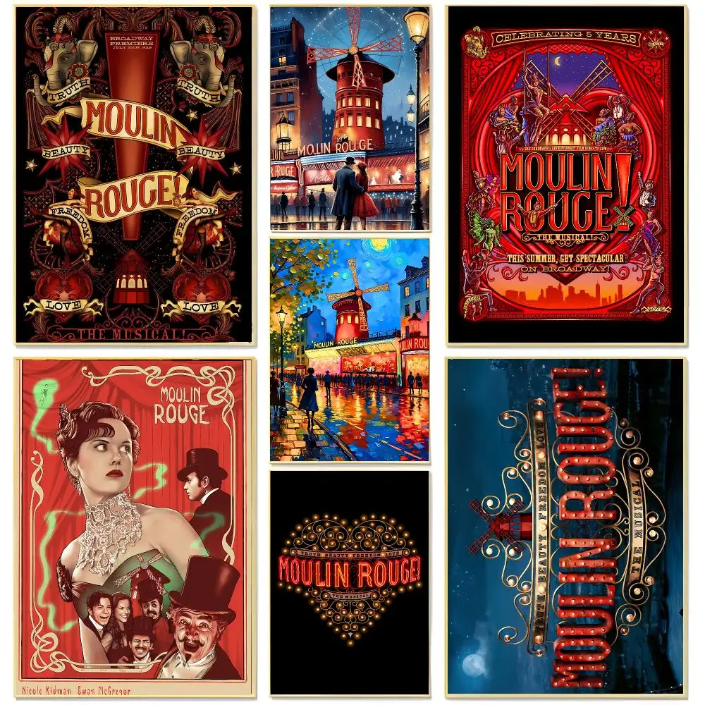 Glamorous Musical Movie M-Moulin Rouge Poster Living Room Bedroom Decorative Print Unframed Decor