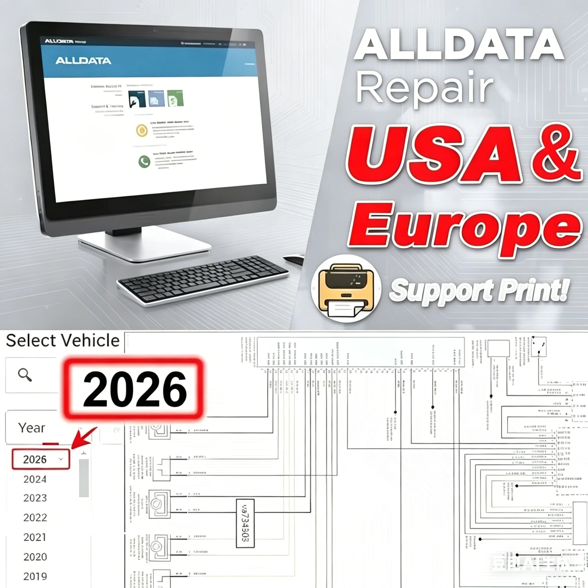 

Newest alldata 10.53 software + mitchel l On demand 5 auto repair alldata software All data car software with Wiring diagram