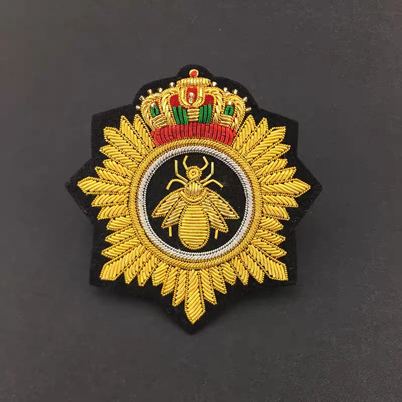 

Модный значок, Индия, шелковая каannetille, слиток, проволока, корона, нашивка в виде пчелы, эмблема, брошь, пальто, униформа, декор костюма, аппликация, шикарный подарок в стиле панк