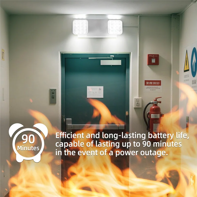 

【MEET】LED Emergency Lighting With Battery Backup, Two Square Adjustable Heads, 90 Minute Emergency Duration Battery