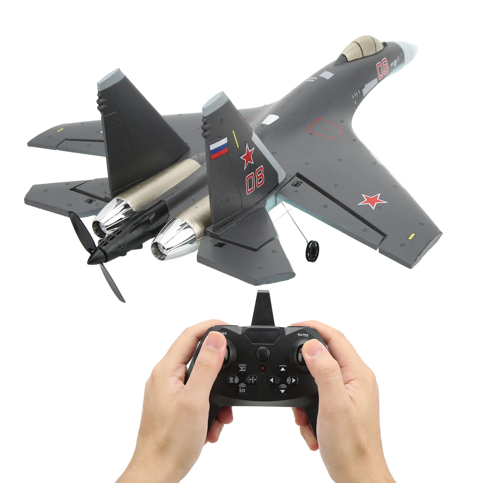 QF009 SU 35 2.4Ghz RC Airplane 6 Axis Fly Backwards 4 Channels Glider Impact Resistance 3.7V 1000mAh for Kids Over 14 Years