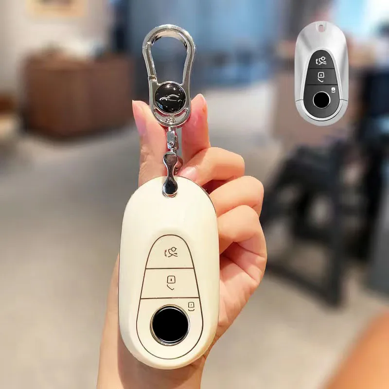 

For Mercedes Benz C E S Class GLC W206 W214 W223 E300 C260 C300 S450 S500 S400 TPU Car Smart Key Case Cover Shell With Keychain