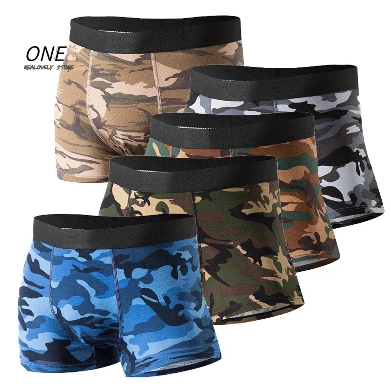 Brand Camouflage Sexy Underwear Men Military Mens Cotton Boxers Panties XXL Gray Boxer Shorts Comfortable Pack mutande Uomo New