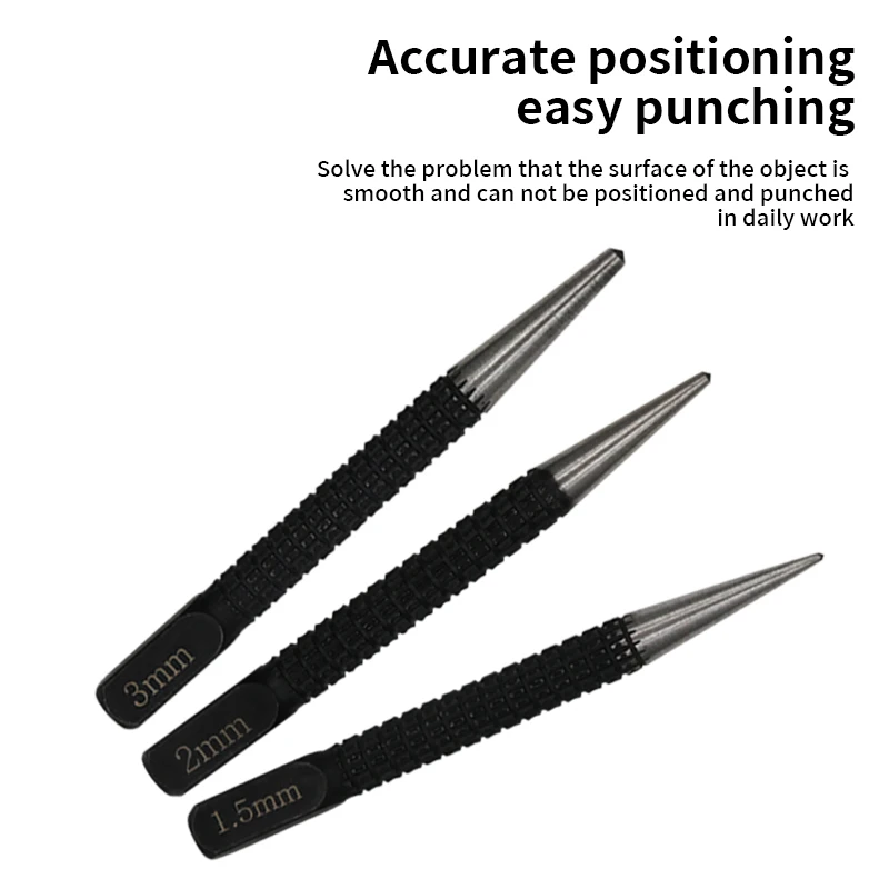 Universal Drilling Tool for Woodworking, Metal Drill, High Carbon Steel, Center Punch, Loading Positioner, Wood Marking, 1.5mm, 2.0mm, 3.0mm