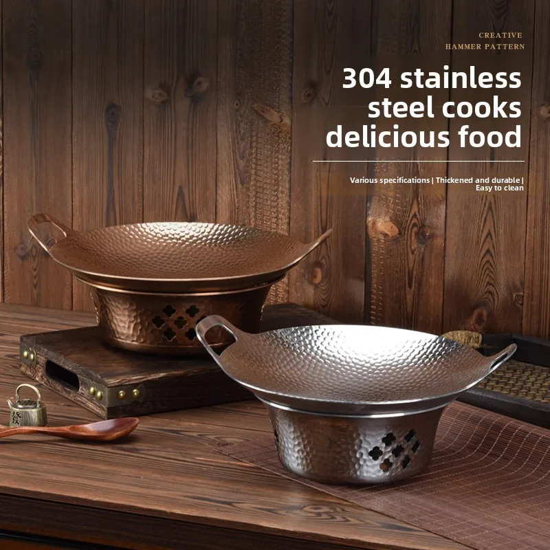 

304Stainless Steel Chafing Dish,Thickened Alcohol Burner Pot for Home,Large Capacity 2 Handle Cookware,Commercial Easy Clean Pan