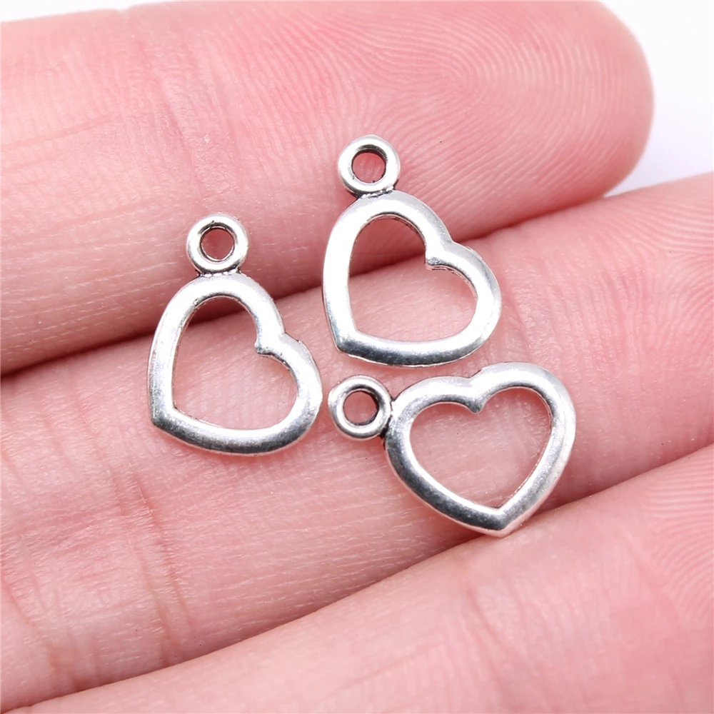 

600pcs Charms Wholesale 13x9mm Hollow Heart Charms Wholesale DIY Jewelry Findings Antique Silver Color Alloy Charms Wholesale