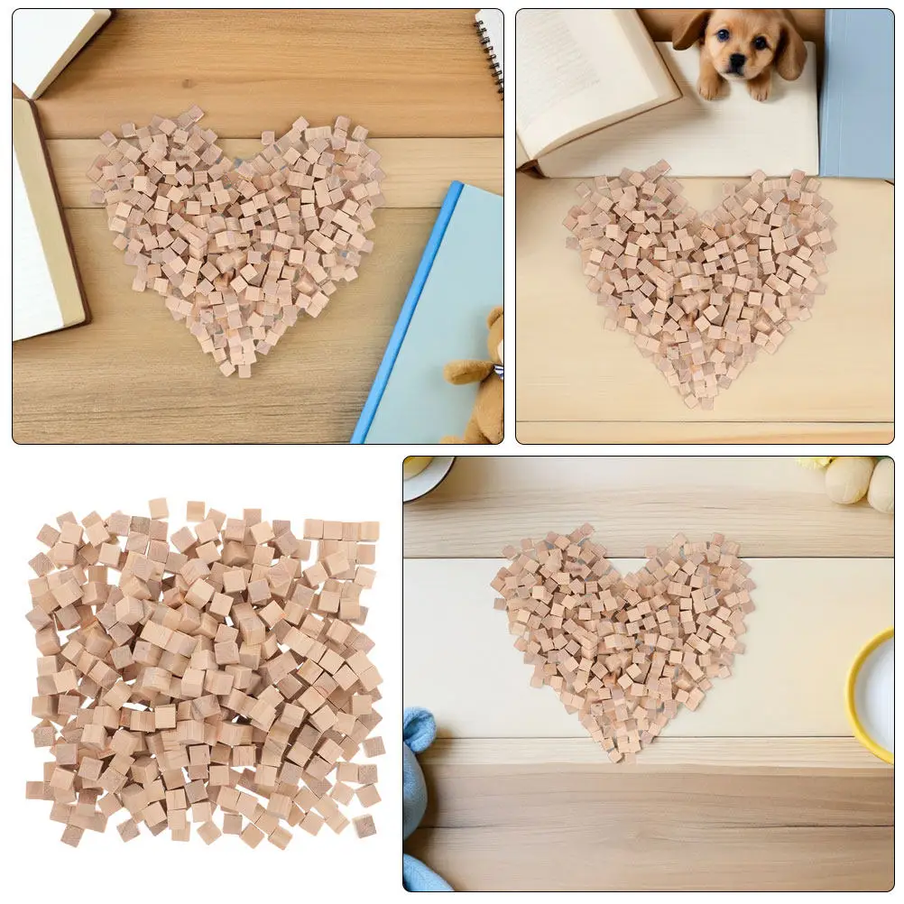 600Pcs Solid Wood Cubes 10Mm Natural Unfinished Blank Blocks for Kids Crafting Painting Carving DIY Puzzles Preschool Learning