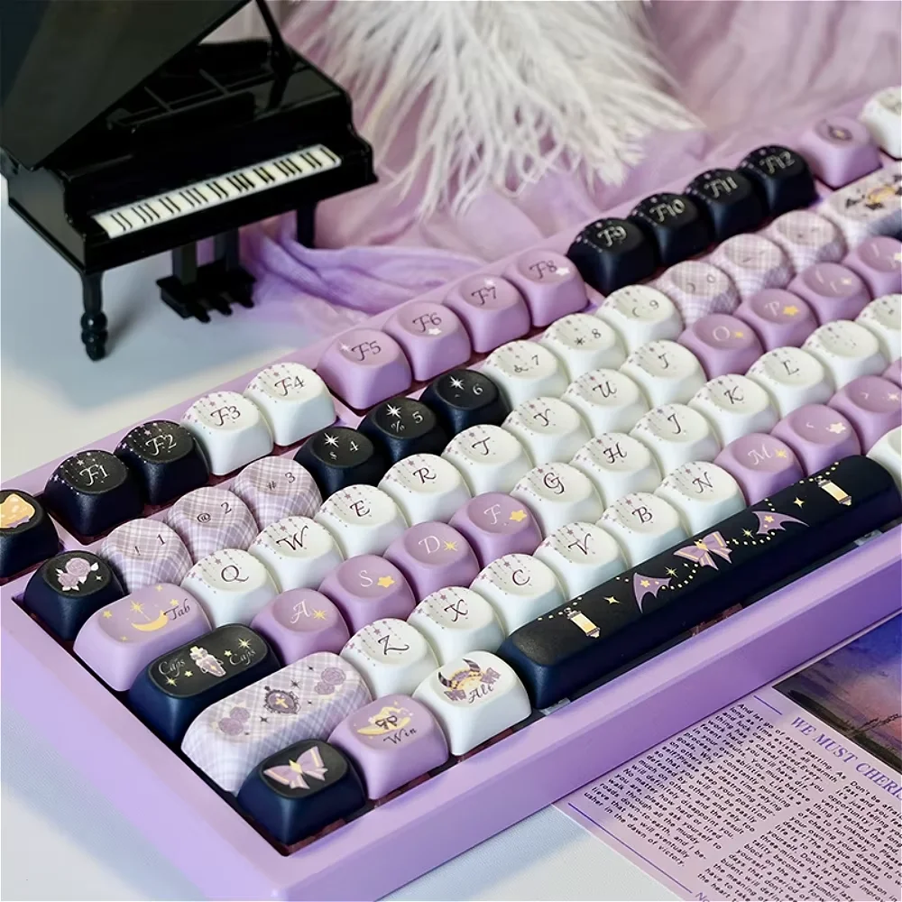 MOA 129 Keys, Magic Girl Keycap Set PBT for 61/75/87/104/108Keys GMK67 Game Mechanical Keyboard