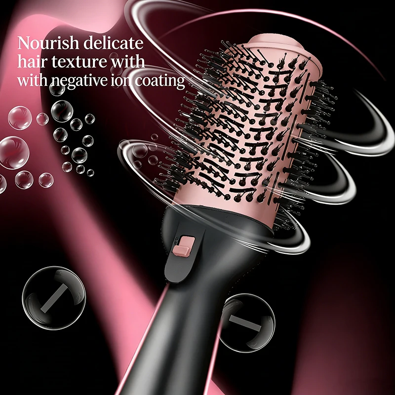 KEMEI KM-565 Hair Curler Straightener Professional Curling Iron Heated Hair Styling Brush Anti-Scald Thermal Brush Curl Wand
