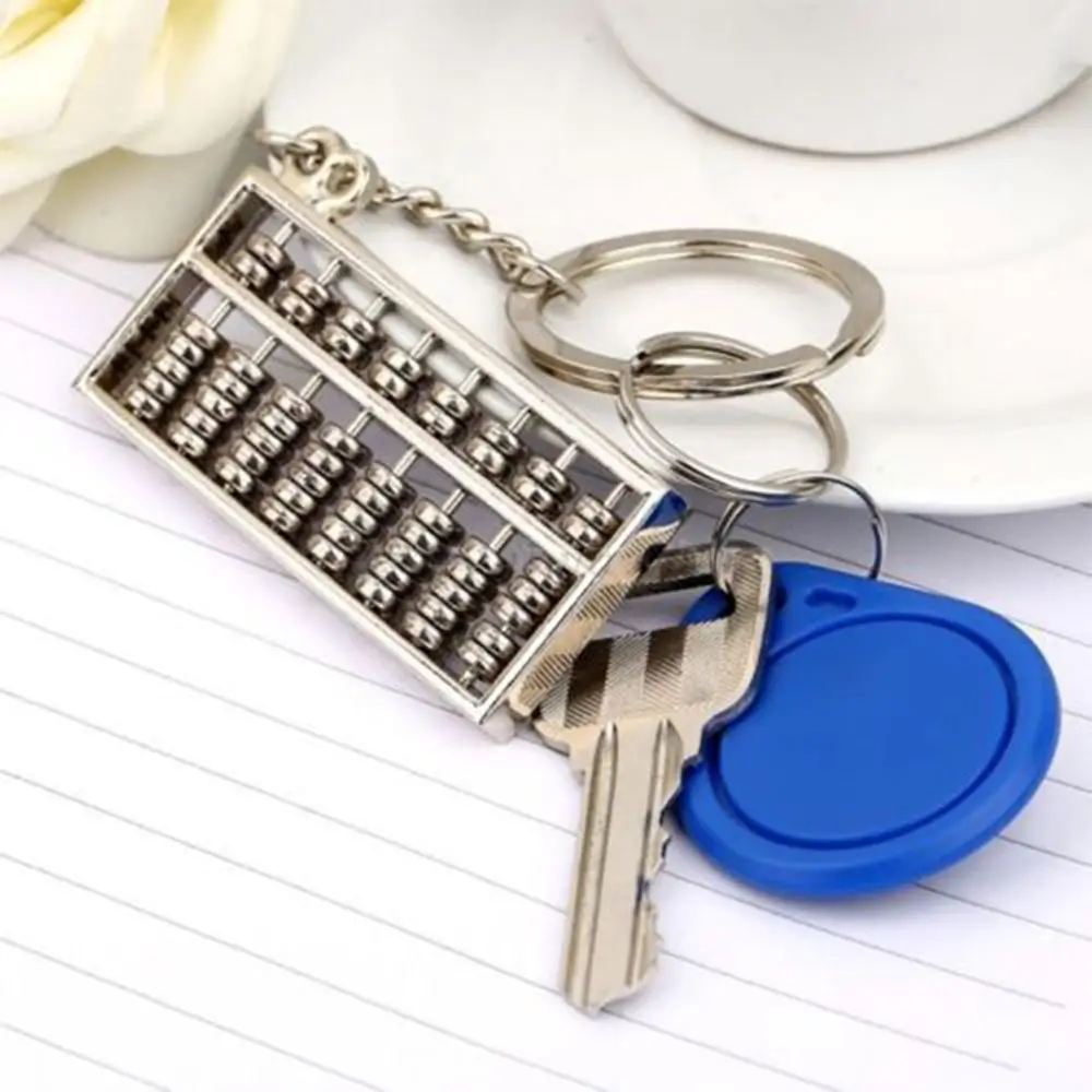 Lovely 3D Creative Pendent Simulation 8 Rows Ancient Calculator Tool Metal Model Keyring Keychain Keyfob Gift