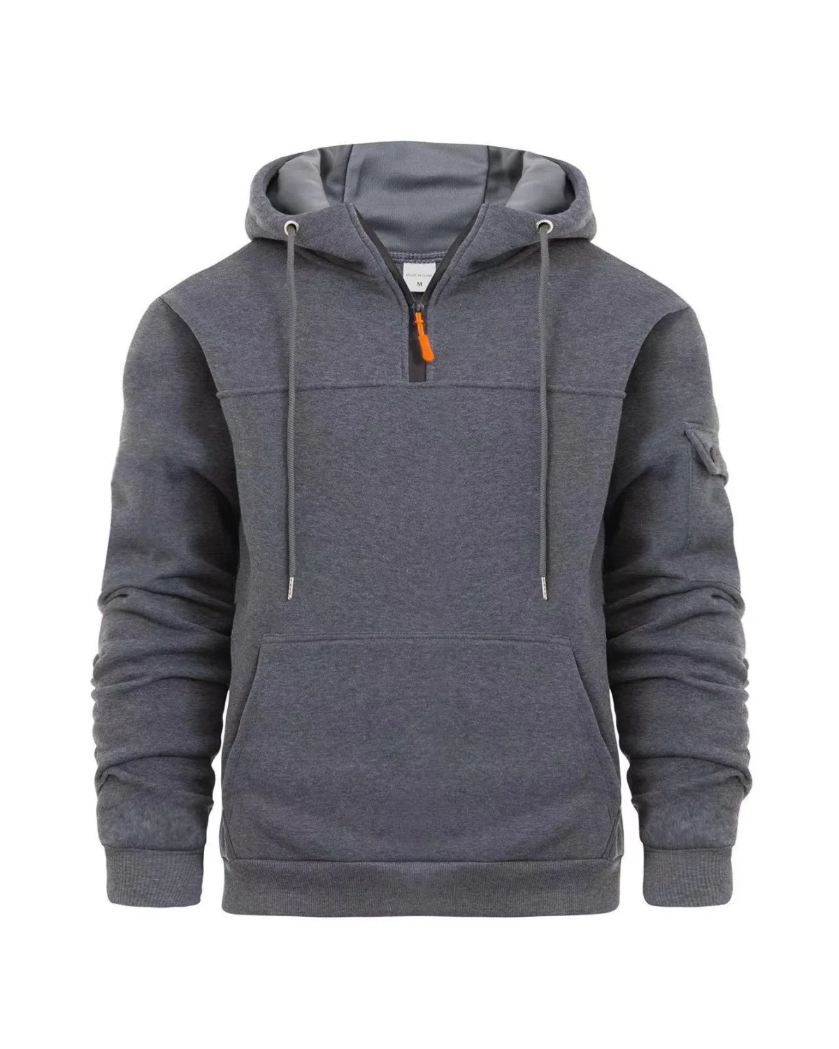 الرجال الخريف والشتاء هوديي غير رسمي بلون نصف البريدي رياضي المرقعة سحب مع جيوب متعددة المألوف مقنعين البلوز