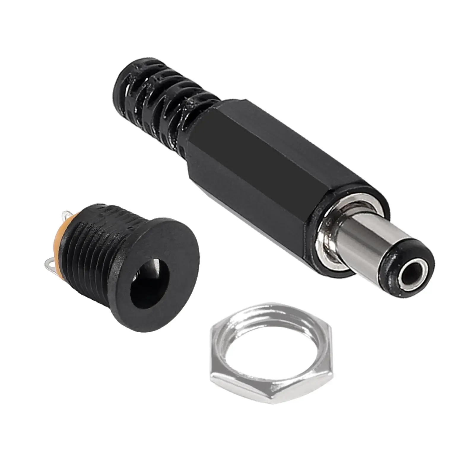 Durable 10Pcs DC Power Plug Male Female Jack Socket Nut Panel Mount Connectors Set 5.5x2.1mm 3.5x1.3mm 2.1 2.5mm Connector