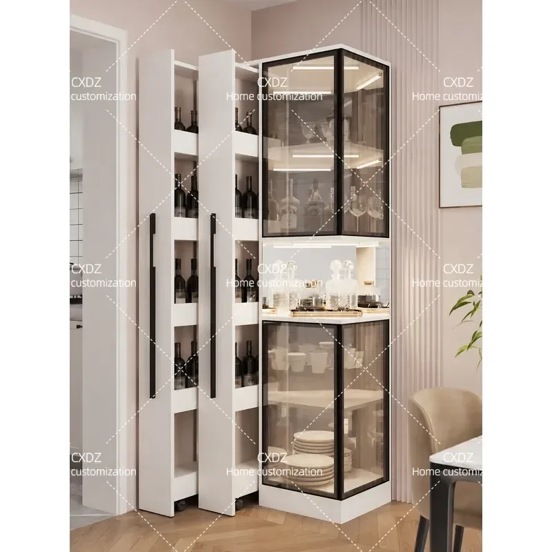 Cream windshield wine cabinet, new living room against the wall, household light luxury, high-end high-end corner display