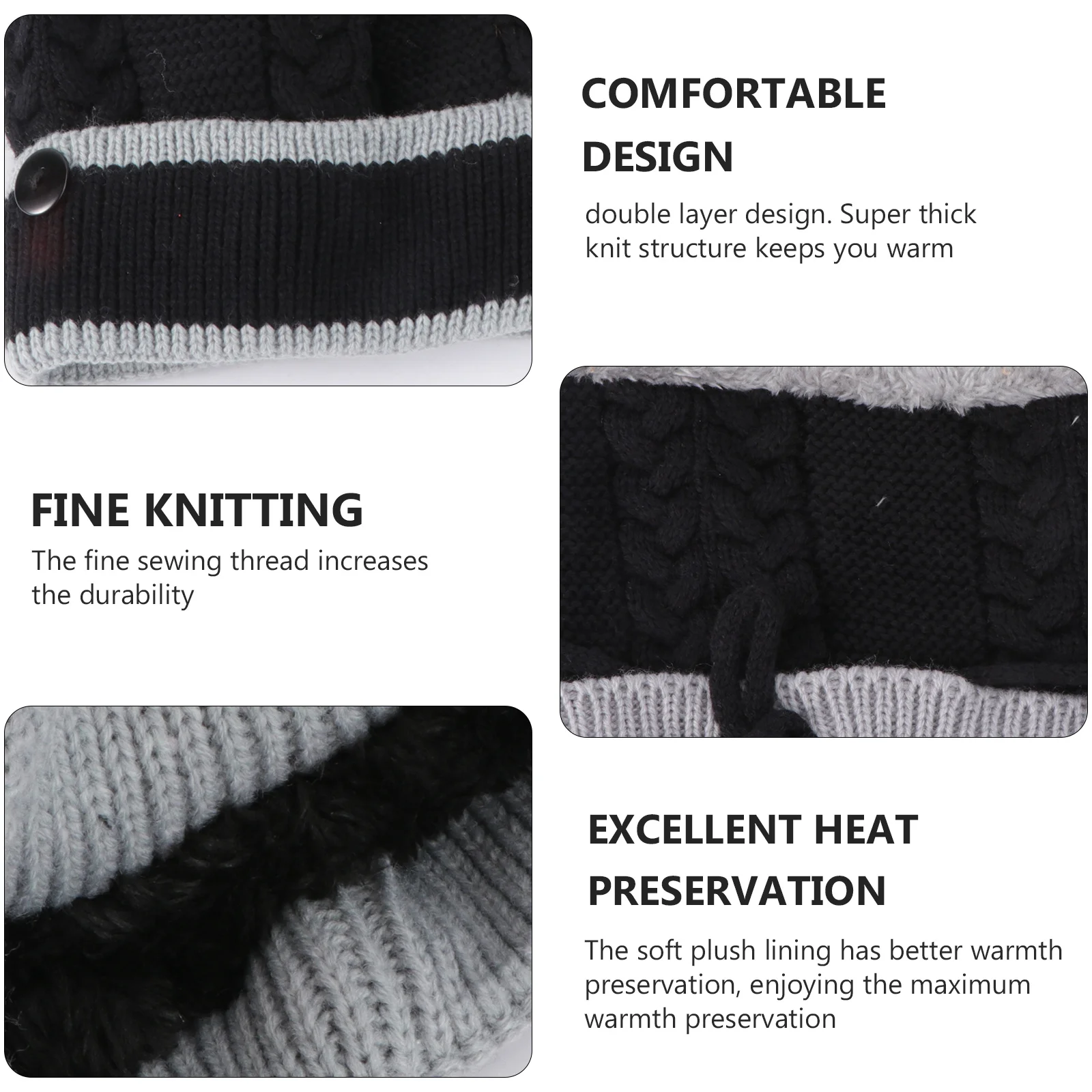 

1Set Thick Warm Knitting Hat Scarf Mask Set Wool Yarn Winter Headwear Mask Scarf Set Windproof Thicken Hat Winter Neckerchief