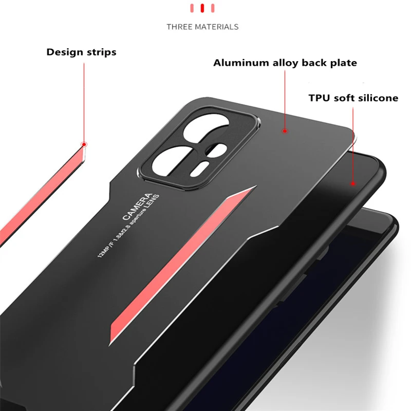 For POCO X4 GT 5G Case Armor Shockproof Bumper For POCO X4 GT Cover Aluminum Alloy Back Plate Silicone Phone Protection Shell
