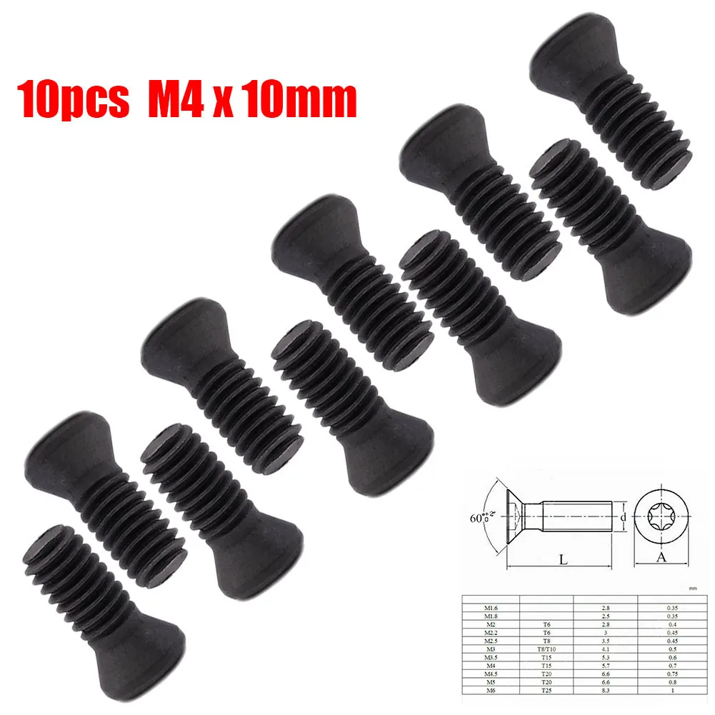 10pcs 10mm Insert Torx Screws for Carbide Insert Replacement Designed for CNC Lathe Tools with Long Service Life