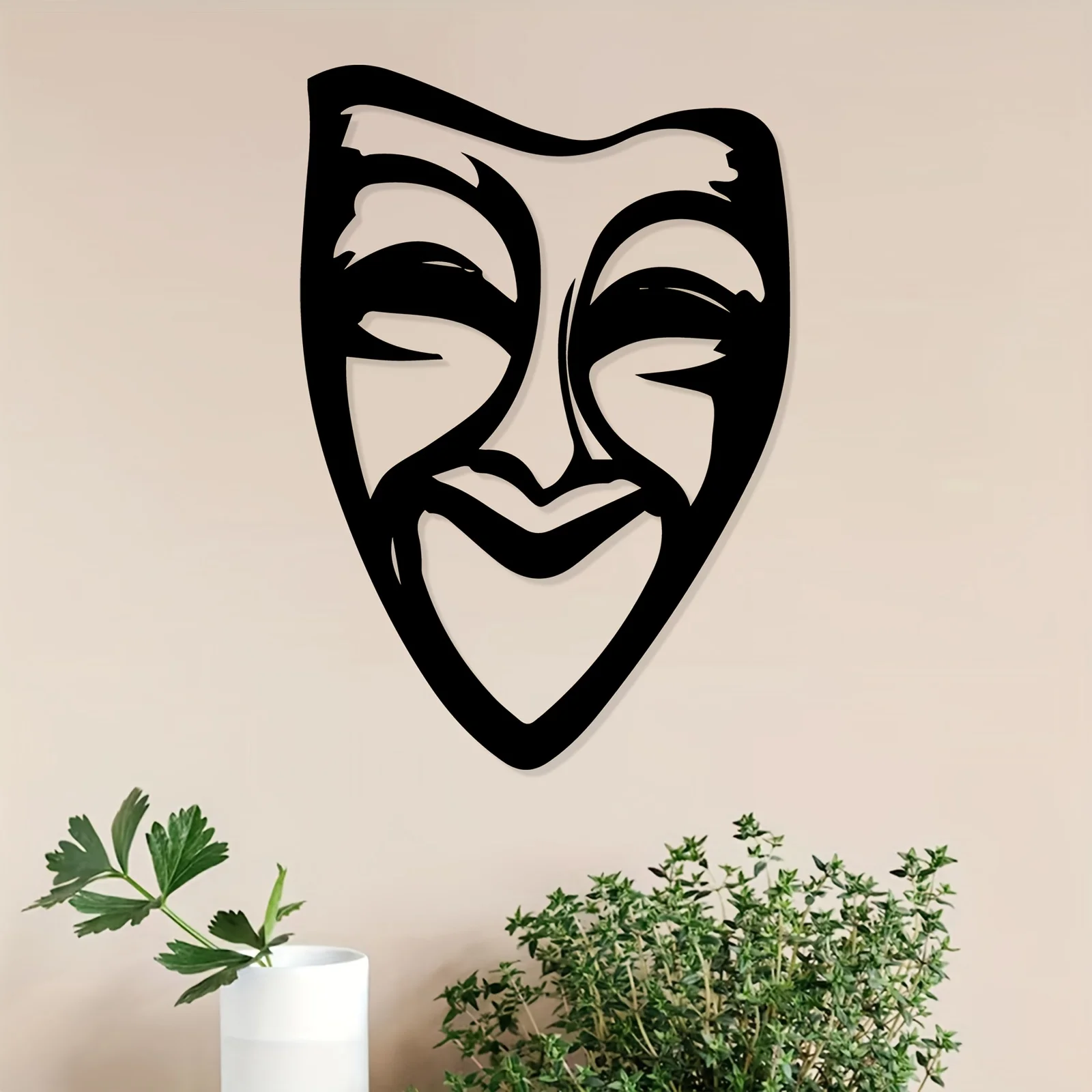 Comedy Tragedy Theater Mask Wall Sculpture Greek Drama Metal Art Iron Weather-Resistant Indoor Outdoor Home Garden Decor Gift
