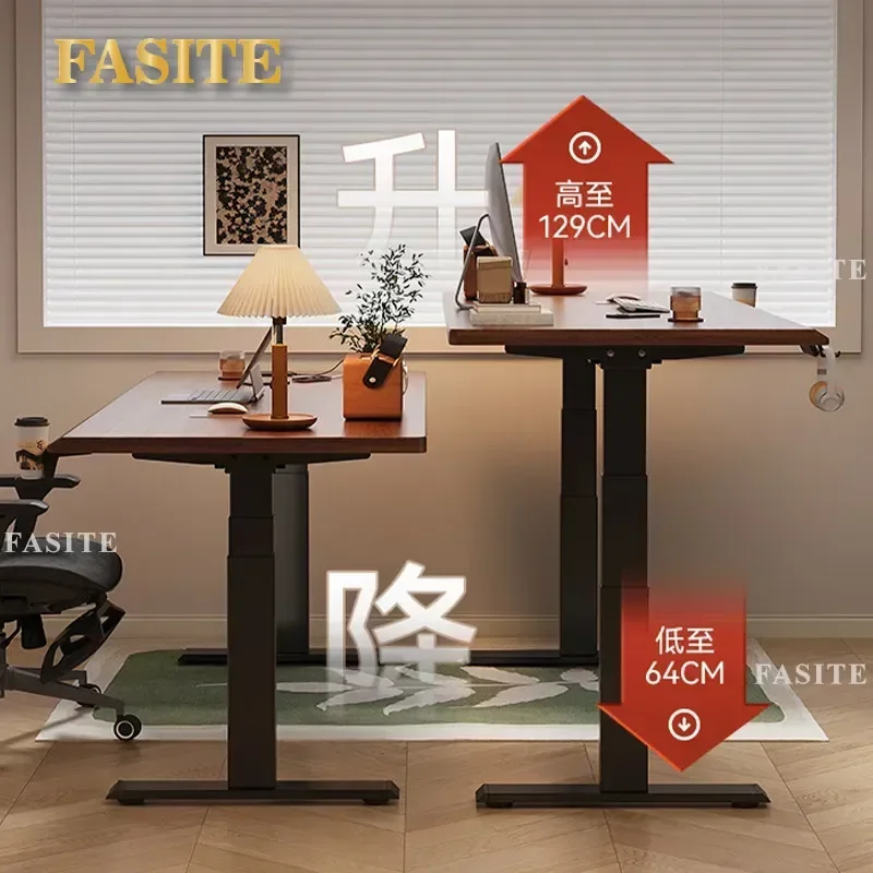 For Solid Wood Electric Lifting Desk Adjustable Height Computer Table Ergonomic Study Workbench for Home Office E-sports