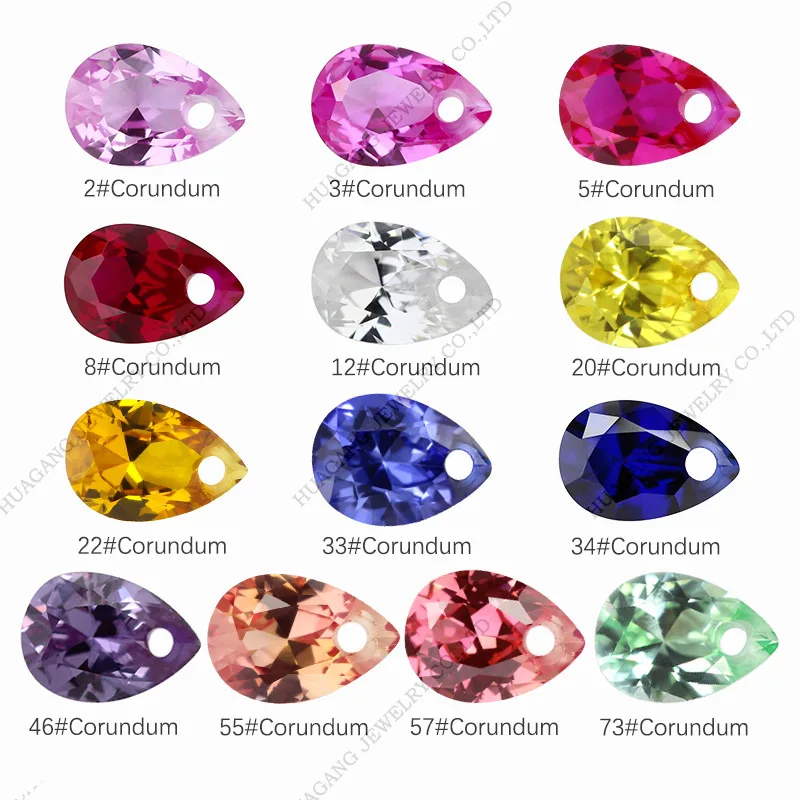 

Beads with holes Pear Cut Synthetic Corundum Pink sapphire White Orange Gems Stone For jewelry