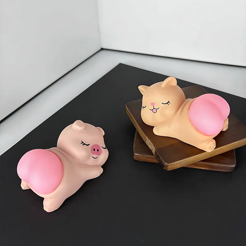 Juguete para apretar a tope de gatito, cerdito súper bonito, divertido adorno de escritorio elástico a tope, Animal bonito, pellizco, juguete creativo para aliviar el estrés