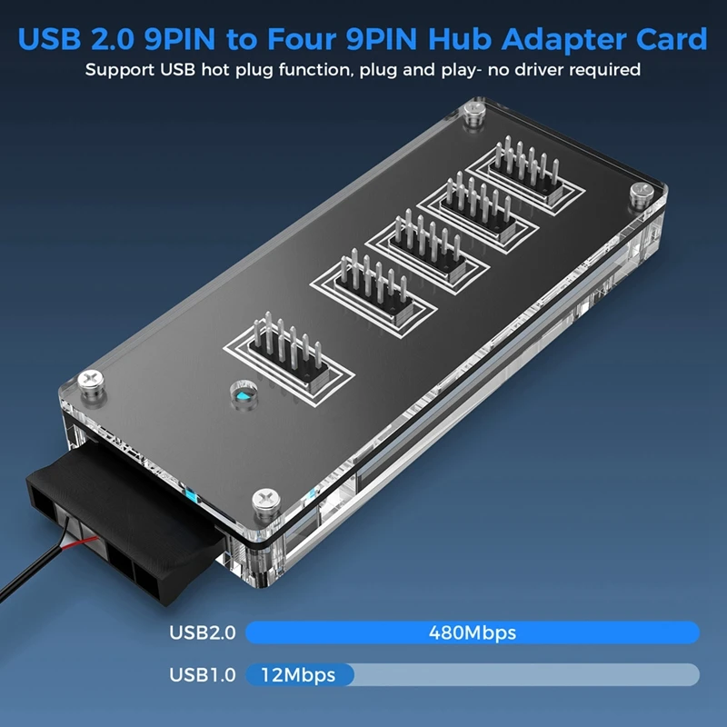 9Pin USB Header Splitter with SATA Power for Motherboard Hot Sale in Stock
