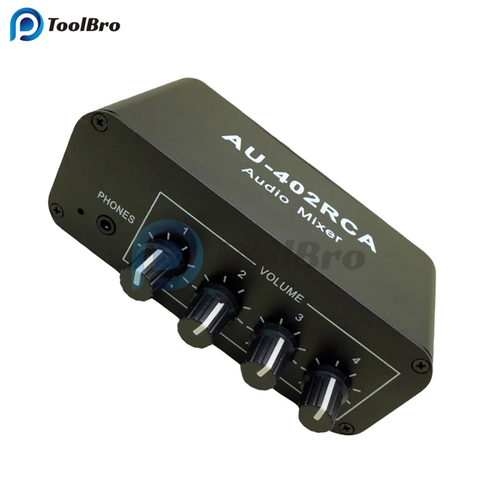 DC 5-19V Stereo Audio Mixed Distributor Signal Selector Switcher 4 Input 2 output RCA Volume Control Headphones Amplifier