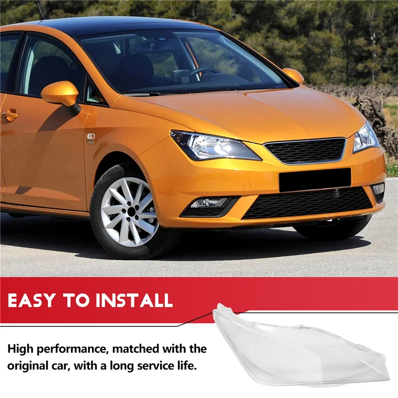 

NEW-For Seat Ibiza 2012-2017 Car Headlamp Cover Lens Headlight Shell Plexiglass Lamp Shade Transparent Lampshade