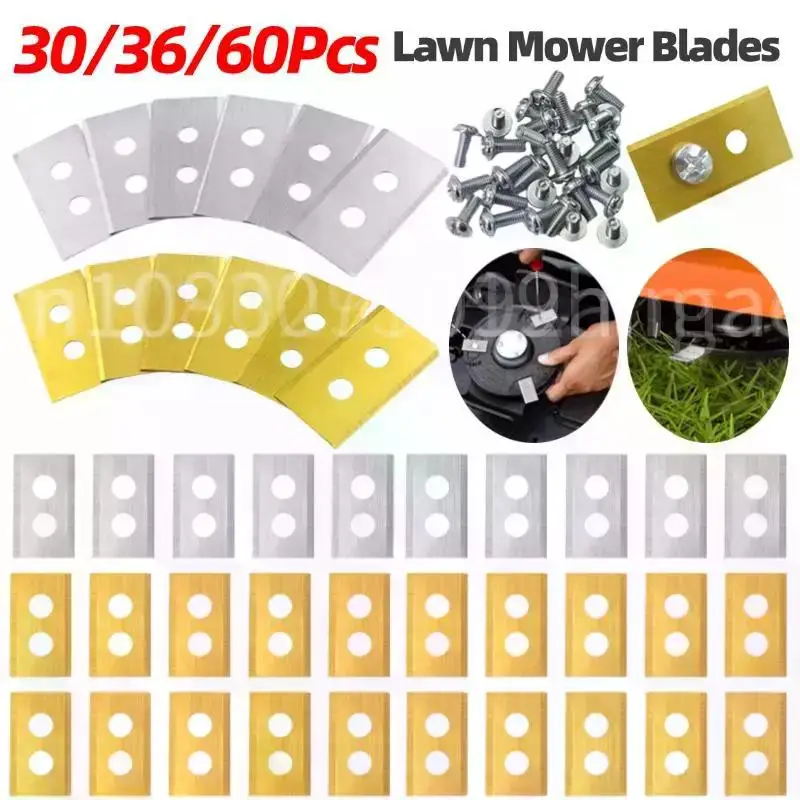 

30-60PCS Lawn Mower Cutting Blades Set with Washers & Screw Metal Replacement Blades for Mammotion Luba Robot Garden Lawnmower