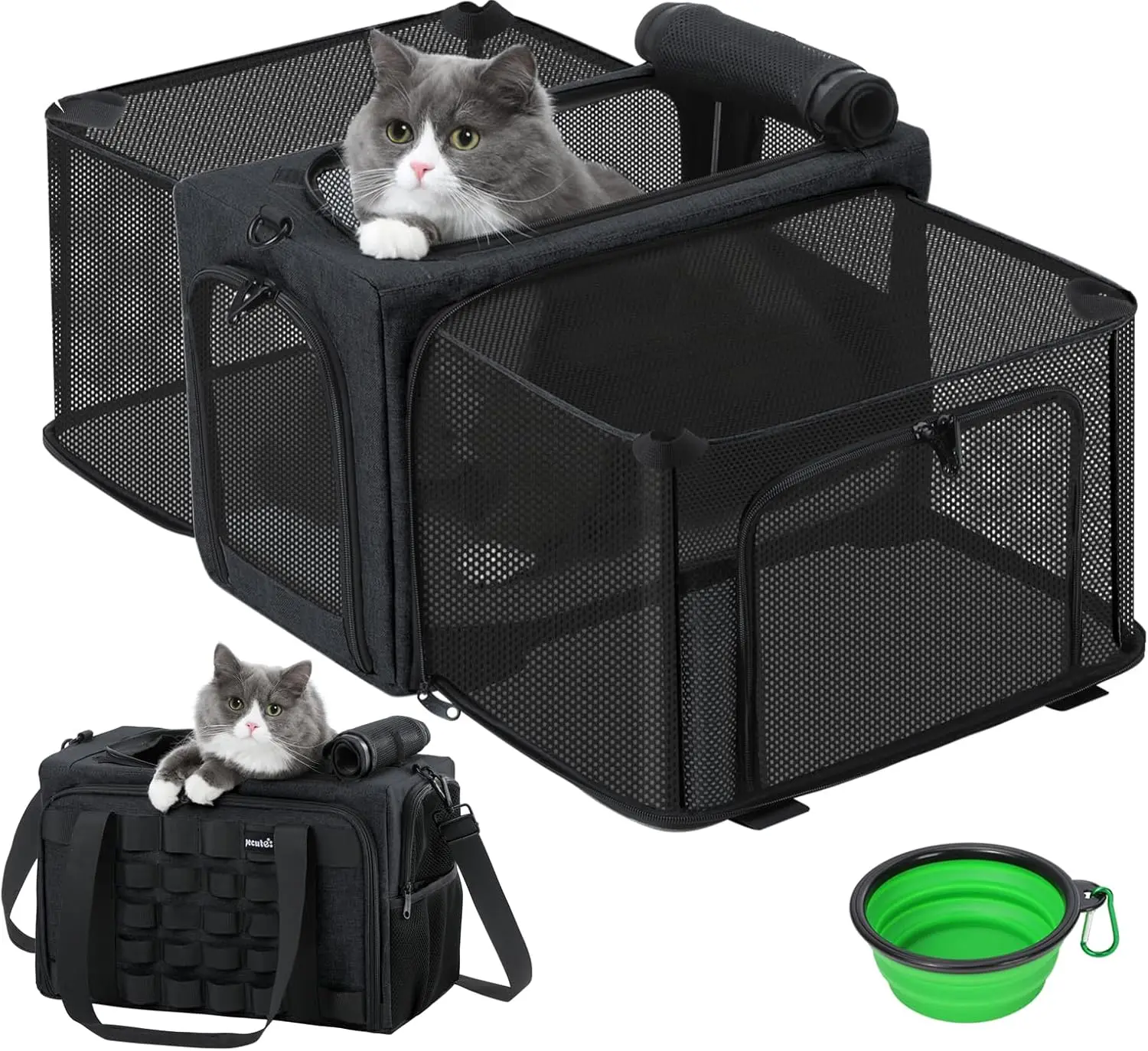 

Expandable Airline Approved Cat Carrier, Soft-Sided Breathable Pet Bag for Travel, Outdoor, Hiking, Camping, Up to 5kg/12lbs
