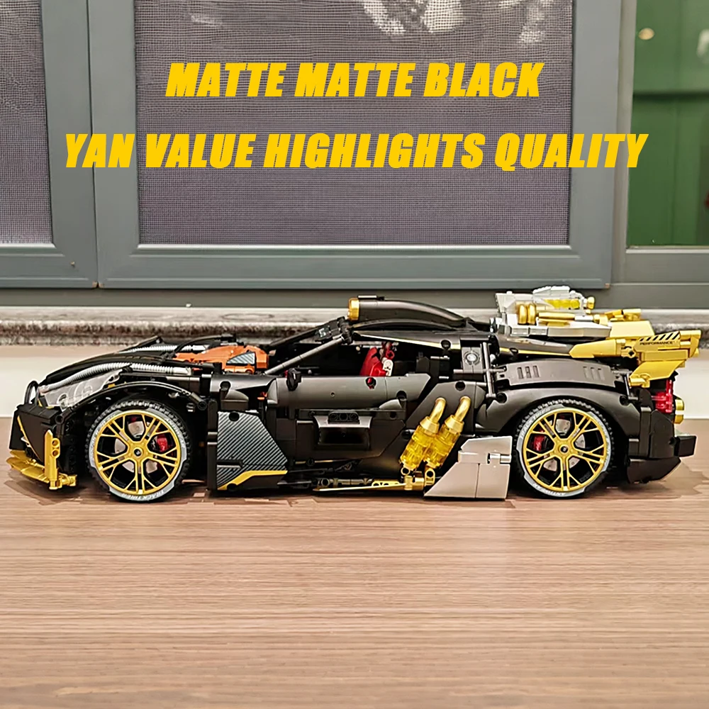 1:8 Carbon Black Apex Exotic Car Model 4368 Pieces Collector Display Model with Display Stand Included Automotive Design Icon Building Blocks for Adult Builders Gift for  Boyfriend