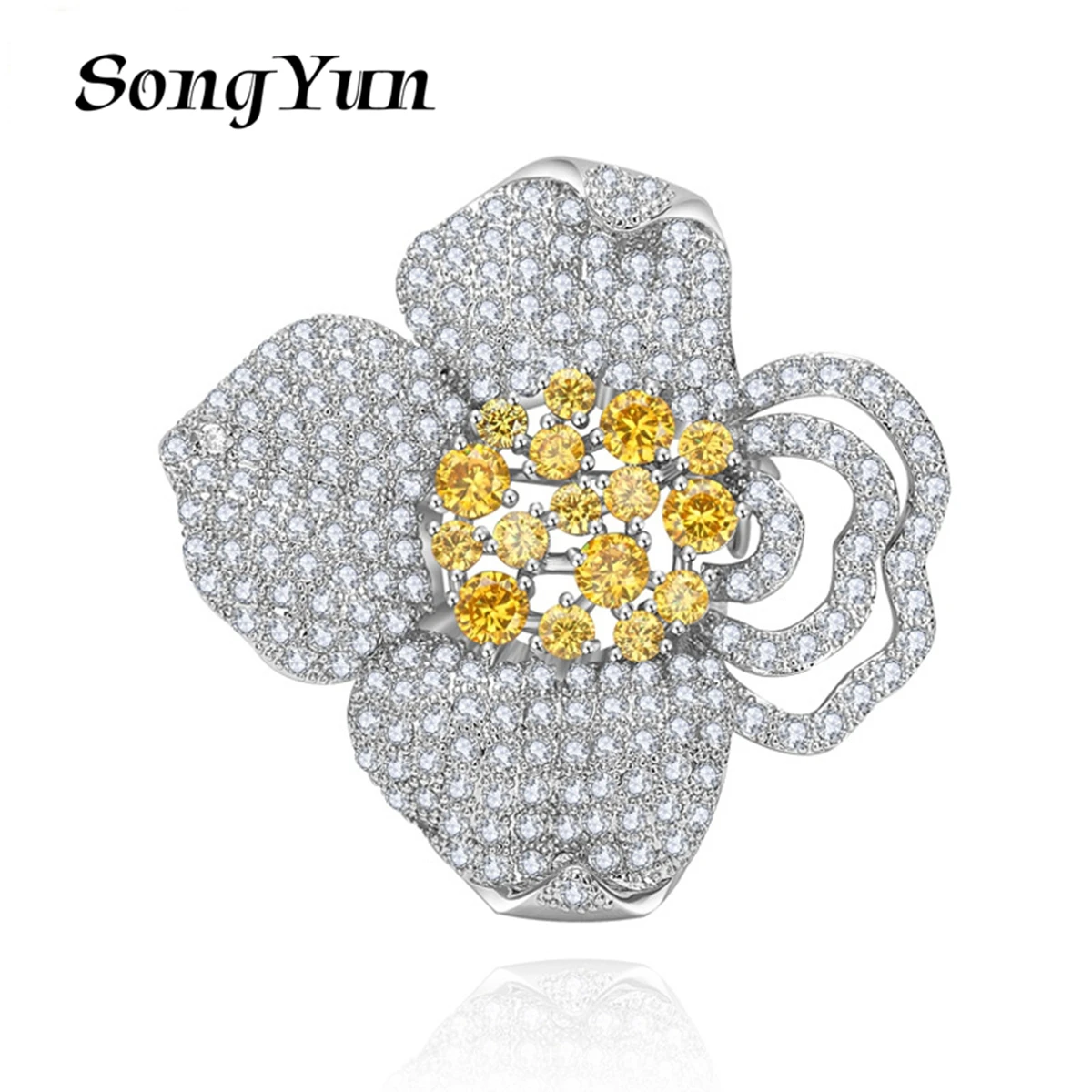 

SongYun Jewelry Manufacturer MHT High-End Corsage Brooch Micro Inlay Zircon Korean Version Flower Zircon
