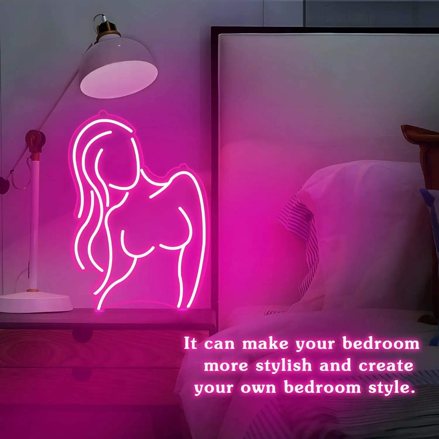 LED النيون خط الجسم الإناث USB بالطاقة مناسبة لغرف النوم بار نادي صالون تجميل هدايا عيد الميلاد عيد الحب #4