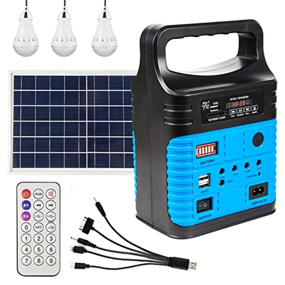 Solar Generator with 10W Panels 10000mAh LiFePO4 Battery Pack Portable Power Station Camping RV Home Backup USB&DC Outputs