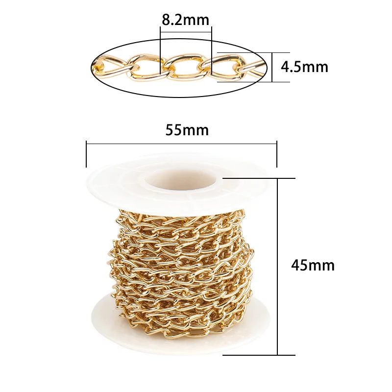 5 Meter/Rolle Gold Silber Farbe Aluminium Kette Metallkette Gliederkette für Schmuckherstellung DIY Armbänder Halskette Schmucksuche – Detail 1