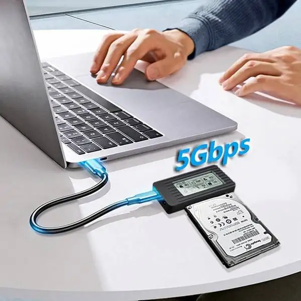 Obudowa dysku twardego ShuoLe USB 3.1, adapter dysku twardego 2,5/3,5 cala, inteligentny wyświetlacz cyfrowy, łatwy montaż kable — zdjęcie produktu 2