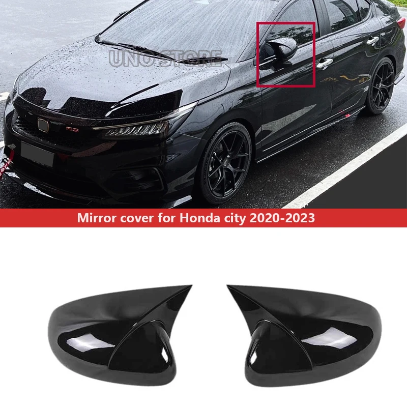 

2 pcs Rearview Mirror Cover Cap for Honda City / Hatchback GN2 GN3 2020 2021 2022 2023 Rear View Mirror Cover Bright Black