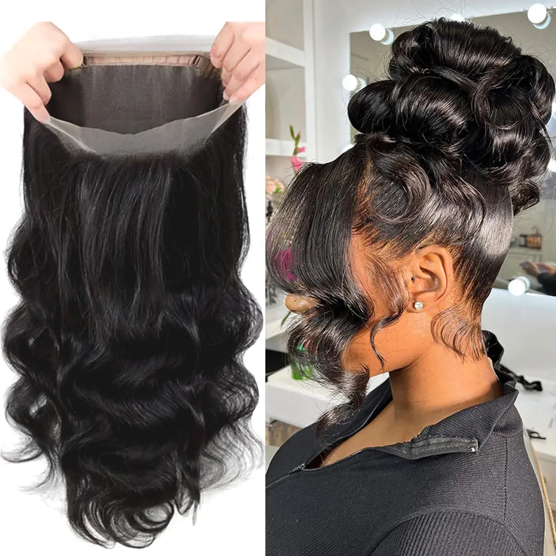 Smilegirl Invisi-Strap 360 Lace Frontal Body Wave Human Hair Glueless Wigs With Drawstring Plucked & Bleached 250% Density For Women
