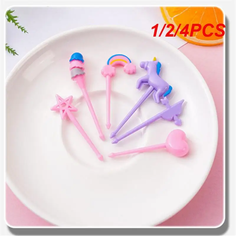 1/2/4PCS Mini Food Fruit Fork Set Kid Cute Bento Box Decor Dessert Forks Cartoon Toothpick Cake Dessert Party Supply